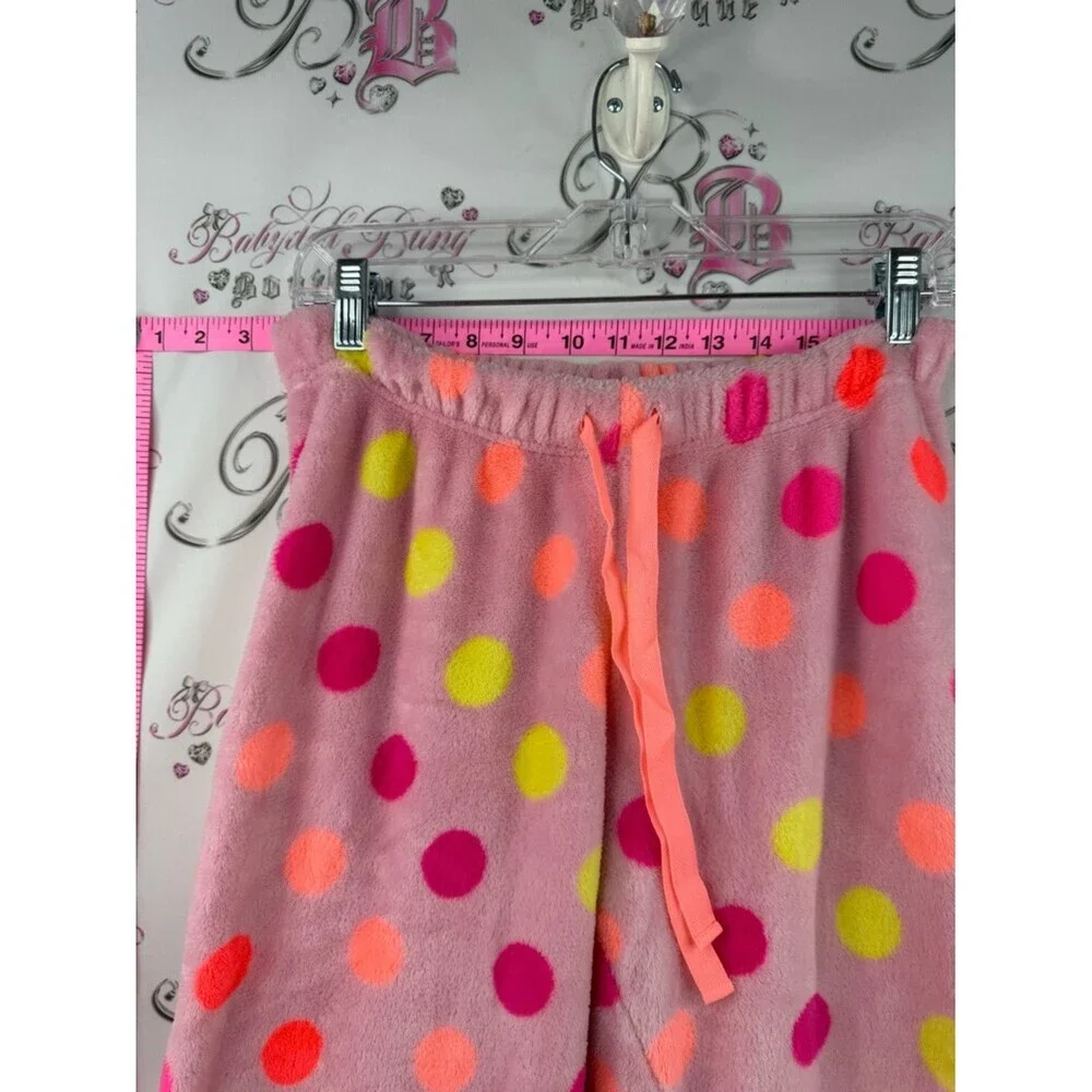 Justice Fleece Pajama Pants with Pink, orange and Neon Polka Dots Comfy lounge